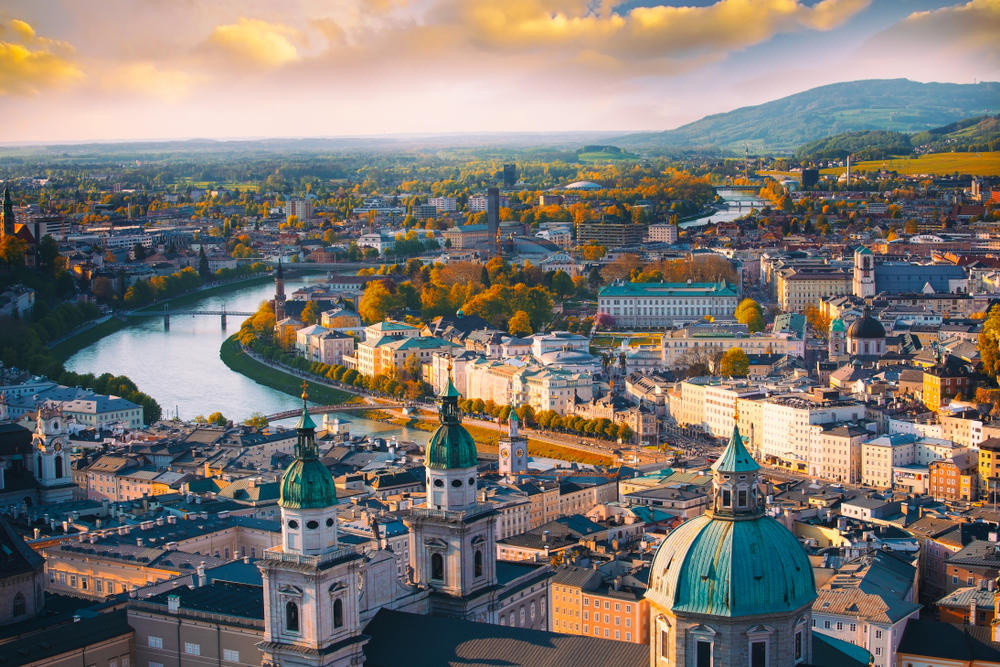 vienna city panorama danube and city